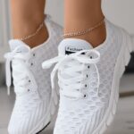Bubble Textured Lace-up Sneakers