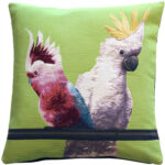 Cockatiel Birds Green Tapestry Throw Pillow