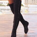 Eyelet Lace-up Over The Knee Boots
