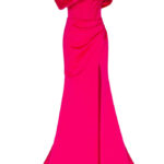 Fuchsia Princess strapless gown with thigh slit