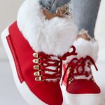 Lace-up Fuzzy Detail Lined Ankle Boots