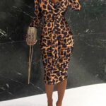 Leopard Print Off Shoulder Ruched Bodycon Dress