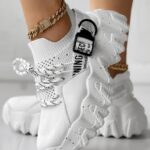 Letter Pattern Platform Lace-up Sneakers