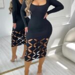 Long Sleeve Hollow-out Bodycon Dress