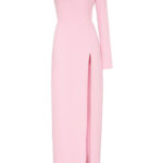 Pink Long-sleeved dress with sharp shoulder cut