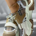 Plaid Print Velcro Lace-up Muffin Sneaker
