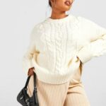 Plus High Neck Chunky Cable Knit