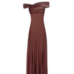 Second-skin maxi dress in chocolate color