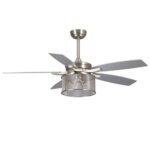 52 inch Ceiling Fan with Light and Remote Control Brushed Nickel