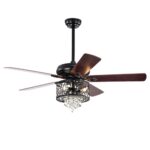 52 inch Crystal Ceiling Fan with Light and Remote Control Black