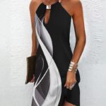 Abstract Print Colorblock Sleeveless Casual Dress