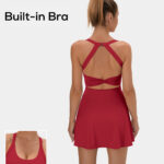 Backless Cut Out Twisted Side Pocket 2-in-1 Mini Barre Ballet Dance Dress