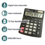 Black Vox Calculator Covert Audio Recorder with VOX & Time & Date File Stamping