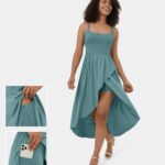 Breezeful™ Backless High Low 2-Piece Side Pocket Flowy Midi Quick Dry Casual Dress