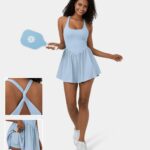 Breezeful™ Square Neck Backless Cut Out Crisscross Twisted Back 2-in-1 Side Pocket Corset Mini Quick Dry Flowy Casual Dress