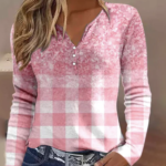 Casual Plaid Buttoned T-Shirt