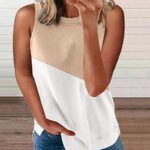 Colorblock Round Neck Casual Tank Top