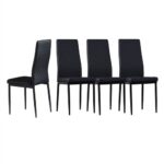 Diamond Grid Pattern Fire-retardant Leather Chair Set of 4 Black