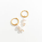 Double Pearl Gold Hoops