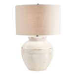 Faris Ceramic Table Lamp, Ivory, Large