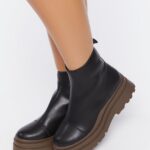 Faux Leather Lug Booties (Wide)