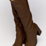 Faux Patent Leather Knee-High Boots