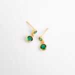 Green Dangle Sterling Earrings in Gold