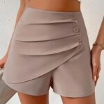 High Waist Side Button Ruched Shorts