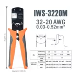 iCrimp IWS-3220M Micro Connector Pin Crimping Tool 0.03-0.52mm² 32-20AWG Ratcheting Crimper for D-Sub,Open Barrel suits Molex,JST,JAE
