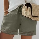 Lace Patch Pocket Design Drawstring Shorts