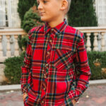 Madeline Boys Shirt in Holiday Plaid