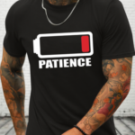 Men’s Out of Patience Cotton Casual Text Letters T-Shirt