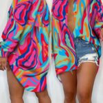 Multi-Color Abstract Print Button Down Shirt