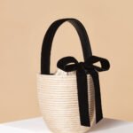 Party Pail with Velvet Bow – Ivory / Black