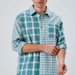 Reworked Plaid Button-Front Shirt