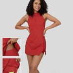 Sleeveless Zipper Split Side Pocket 2-Piece Mini Tennis Dress