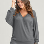 Solid Waffle Knit Wrap Long Tee