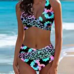 Sunflower Leopard Print Crisscross Halter Bikini Set