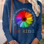 Women’s Daisy In A World Where You Can Be Anything Be Kind Vintage Long Sleeve T-shirt