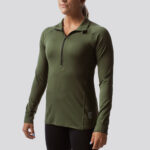 Women’s Zip Neck Athleisure Long Sleeve (Tactical Green)