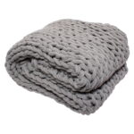 Silver One International Chunky Knitted Throw Blanket, Grey, 50″ x 60″